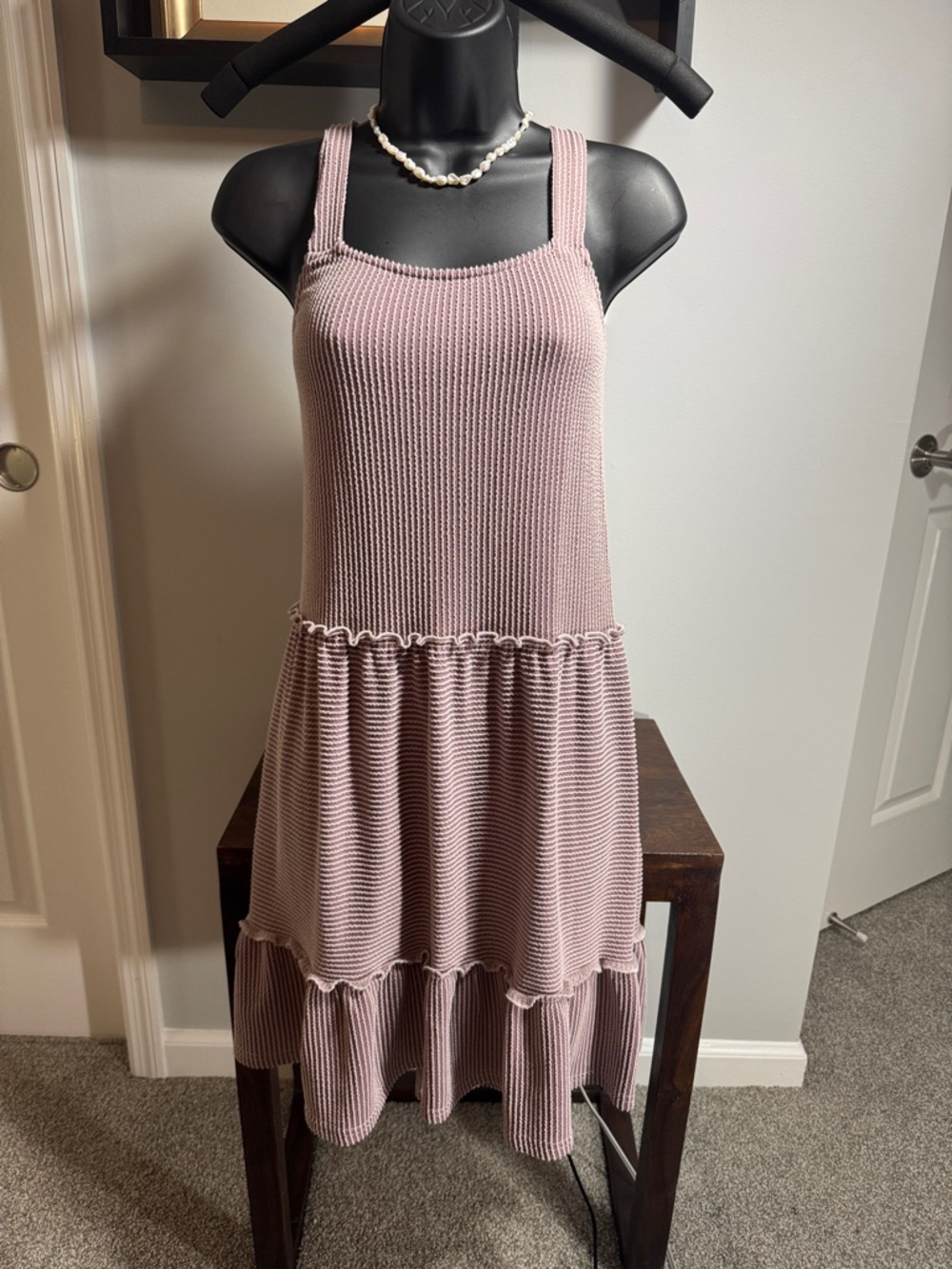 Sleeveless Knit Tiered Dress - Dusty Rose